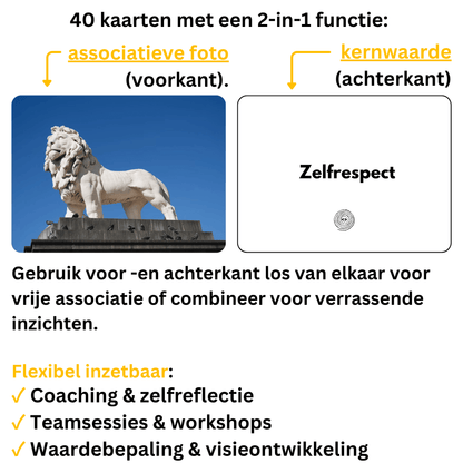 2-in-1 Coachkaarten: 40 Foto associatie & Kernwaarden kaarten